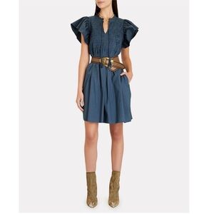 Sea New York Rene Tunic Mini Dress Smocked Cotton Blue Effortlessly